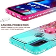 thumbnail image 5 of Liquid Glitter Phone Case for Motorola Moto G Play 2023/G Pure / Moto G Power 2022 Case Ring Kickstand for Girls Women Clear Case Cover - Teal/Pink, 5 of 5