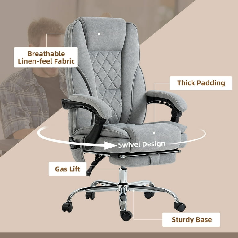 Vinsetto Massage Office Chair, Heated Reclining Desk Chair with Footrest