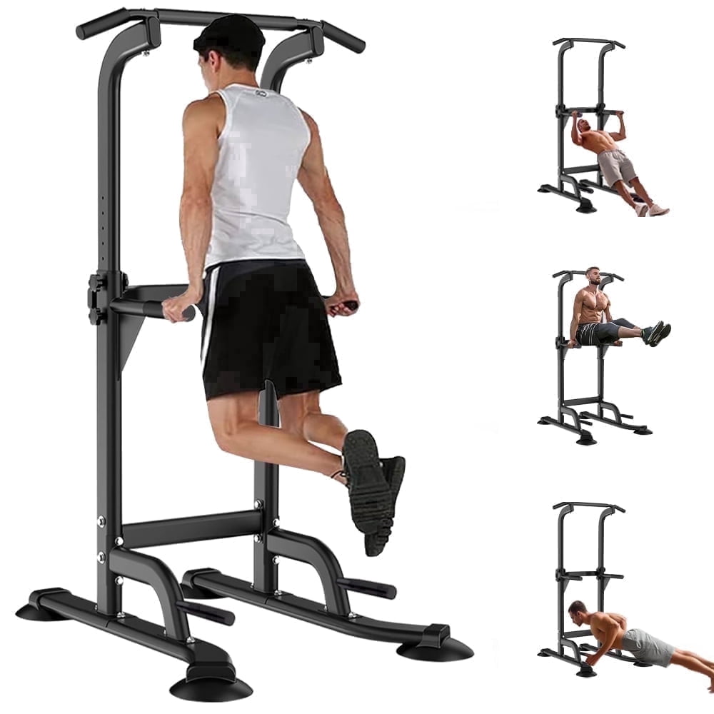 JaxShark Adjustable 82.6"H Power Tower Pull Up Dip Station Multi-Function Home Gym Strength Training,Black