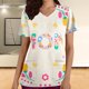 thumbnail image 2 of Camiseta de manga corta con cuello en V y estampado de mujer con estilo Blusa suelta con estampado OAVQHLG3B Store  lin121212, 2 of 4