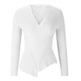 thumbnail image 5 of Miluxas Plus Size Sweater Tops On Seasonal Clearance Women's Winter Solid Long Sleeve Pullove V-Neck Sweater Tops White 10(XL), 5 of 7