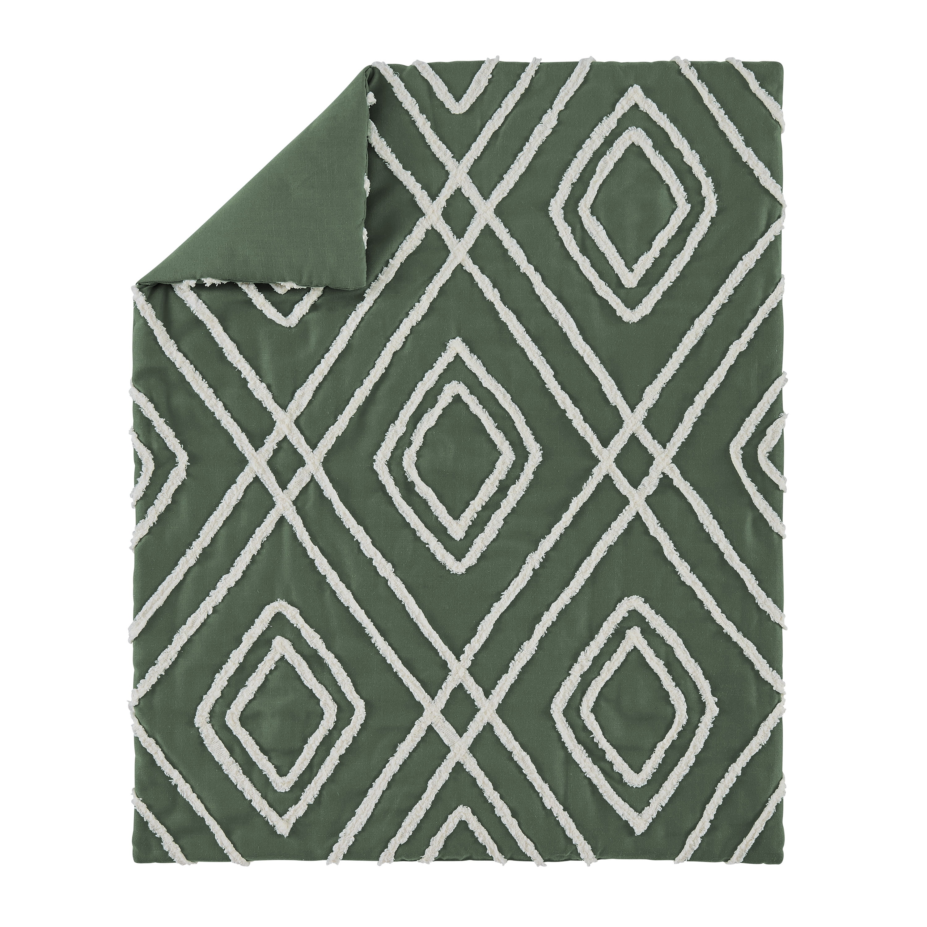 Sweet Jojo Designs Diamond Tuft Green Off White 4 Piece Crib Bedding Set