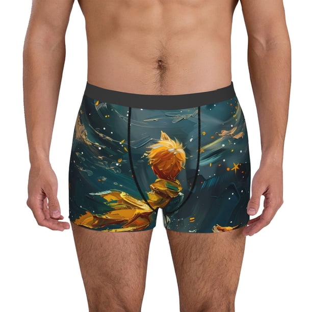 Balery Whimsical Starry Night Scene Calzoncillos bóxer para hombre, ropa interior de algodón suave y transpirable con cinturilla de nailon-Large