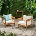 thumbnail image 2 of GDF Studio Burrough Outdoor Acacia Wood Club Chairs with Cushions, Set of 2, Teak and Beige, 2 of 10