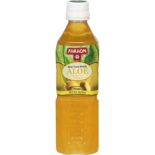 Faraon Aloe Vera Mango Flavored Drink comes in a 500 ML (16.9 OZ) PET bottle with a recloseable lid. Each bottle of Faraon Aloe Vera Juice is naturally sweetened with honey