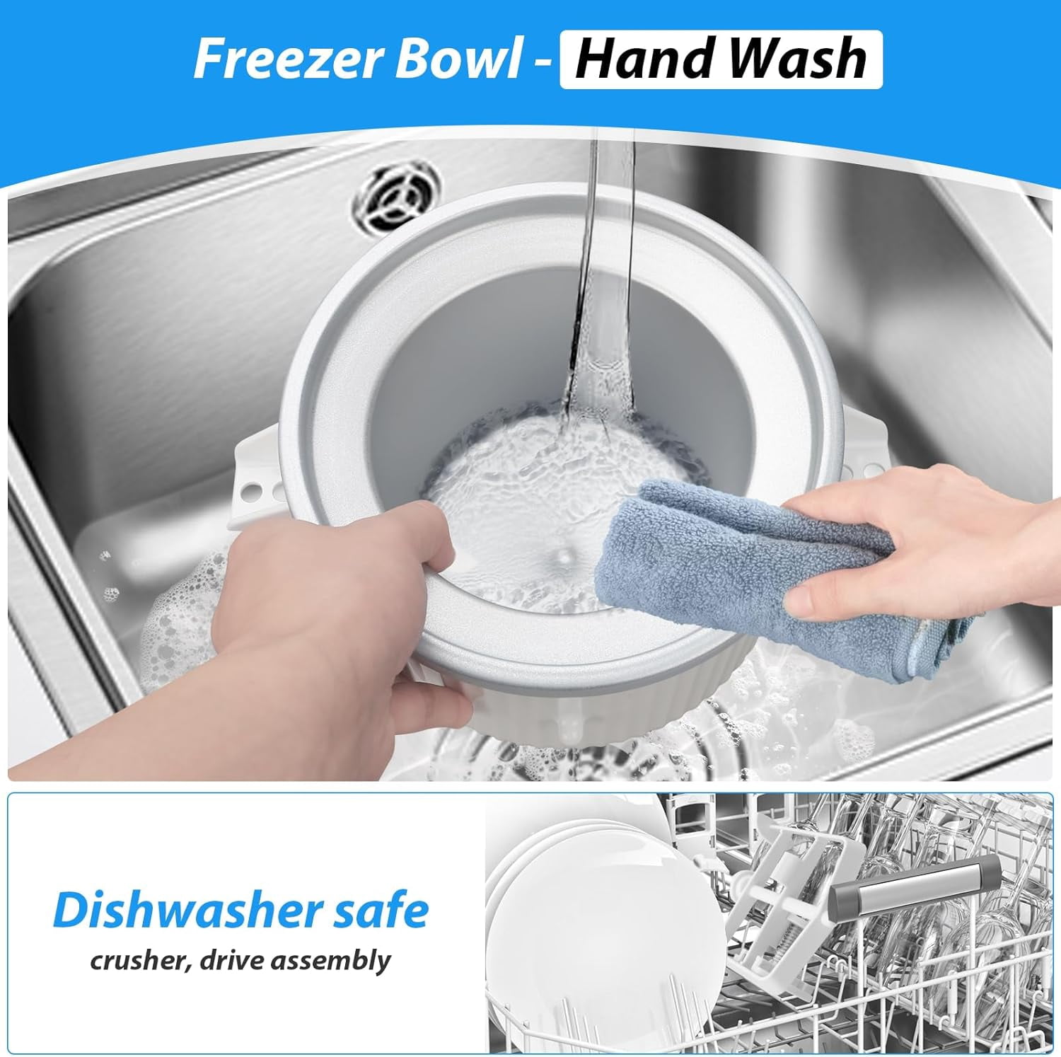 Ice Cream Maker Attachment for KitchenAid Stand Mixer, Compatible with KitchenAid 4.5/5QT/6QT/7QT accessories and attachments, 2 Quart for kitchenaid mixer attachments Frozen Yogurt Gelato Maker