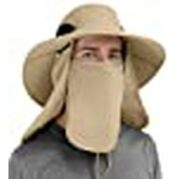 GearTOP Gardening Hat with face and Neck Cover - Outdoor Sun Protection Hats  for Men & Women - Foldable Sun Hats for Women Foldable Sun Hats for Women  with Flaps (Khaki) 