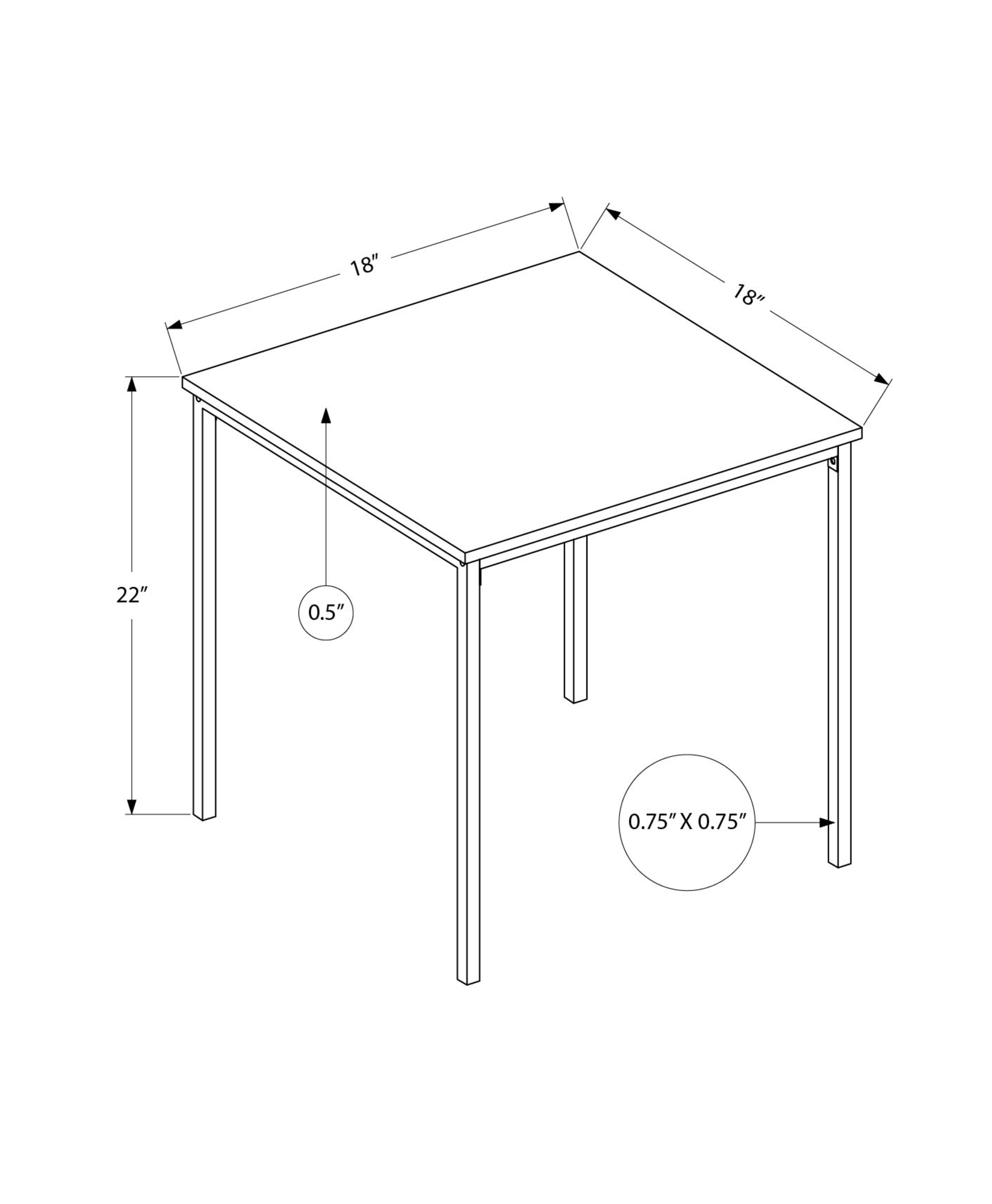 Monarch Specialties - Accent Table, 22" H, Side Table, End, Small, Nightstand, Square, Bedroom, Living Room, Washed Oak Laminate, Black Metal, Contemporary, Modern