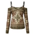 thumbnail image 5 of USSUMA Ladies Tops Western Aztec Printed Womens Blouses and Top Dressy Long Sleeve V Neck Sexy Cold Shoulder Blouses for Women, 5 of 5
