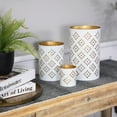 thumbnail image 3 of Northlight Laser-Cut Diamond Pattern Iron Candle Holders - 10" - White and Gold Finish - Set of 3, 3 of 6