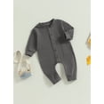 thumbnail image 3 of Wassery Toddler Baby Rompers Long Sleeve Front Button Jumpsuit Pants with Pockets 0-24 Months Newborn Infant Cute Clothes for Boys Girls, 3 of 8