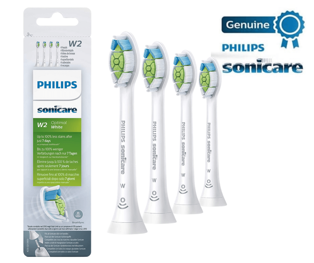 Philips Sonicare W2 DiamondClean Replacement Toothbrush Heads, HX6064, White  4-pack - Walmart.com