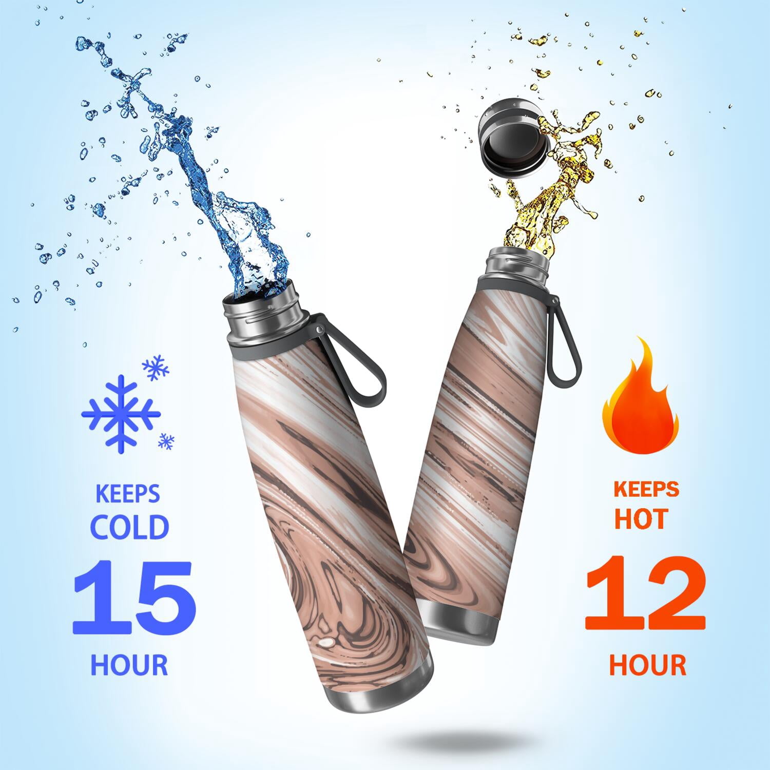 29oz Insulated Water Bottle with Tea Infuser, Stainless Steel Travel Mug, Liquid & Marble Print