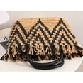 thumbnail image 4 of Kukuzhu Summer Beach Hand Bag Tassels Handmade Woven Straw Tote Bag Women Trendy Zip Up Shoulder Bag, 4 of 6
