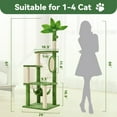 thumbnail image 2 of YYEAN 61" Large Cat Tree Tower for Indoor Cats with DIY Green Leaves Scratching Post Multi Soft Hang Ball Plush Cat House Furniture 360° Rotating Cat Scratch Board with Hammock-Light Green, 2 of 7