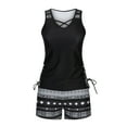 thumbnail image 3 of Tankini Swimsuits for Women Two Piece Bathing Suit with Shorts Summer Casual Loose Athletic Swimwear Black 5XL Clearance, 3 of 5