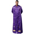 thumbnail image 1 of RUNQHUI Men's Priest Robe With Gold Trim And Cross Front Zip Closure For Church Worship And Cosplay Purple M, 1 of 8