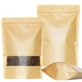 thumbnail image 1 of 50pcs Kraft Zip Lock Stand Up Bags Pouches With Notch And Matte Window, 1 of 5
