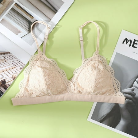 

Lingerie Women for Women S French Bra No Steel Ring Lace Thin Summer Sling Cup Bra Beige