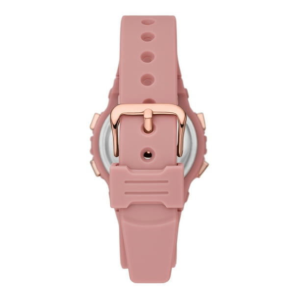 Time and Tru Ladies' Digital Sport Watch, Dusty Rose Round Case, Rose Gold Tone Bezel and Dusty Rose Plastic Strap (FMDOTT108)