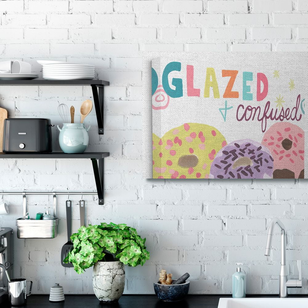 Stupell Industries Glazed and Confused Fun Donut Food Parody Canvas Wall Art Design by June Erica Vess, 30" x 40"
