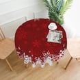 thumbnail image 3 of Christmas Round Tablecloth 60 Inch Red Xmas Snowflake Table Cloth Rustic Winter Reusable Circle Fabric Table Clothes Cover for Picnic Party Dining Room Home Outdoor Decor, 3 of 6