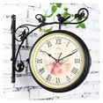thumbnail image 3 of Horloge Murale Rétro en Fer Forgé Double Face Décoration de Chambre Jardin Extérieur Rotation 360 Degrés Mur Antique, Largement Utilisation, 3 of 5