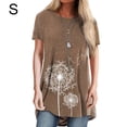 thumbnail image 1 of Qarigey Mujer Impreso Cuello Manga Corta Túnica Camisa Prendas para la parte del cuerpo Café S, 1 of 5