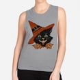 thumbnail image 2 of Vintage Witch Cat Women's Muscle Tank Medium Heather Grey, 2 of 5
