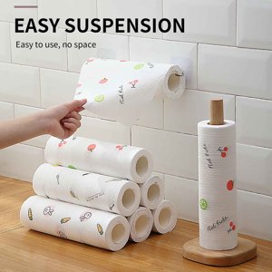 Disposable Non Woven Cleaning Wipes 70 Sheets per Roll 7.87x7.87 Inches Wet & Dry Scouring Pads for Kitchen Household & Car Surfaces