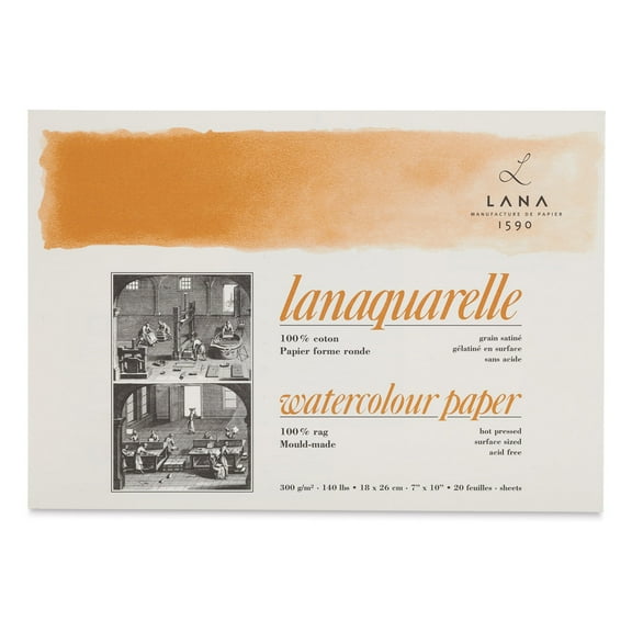Lanaquarelle Watercolor Block - 7" x 10", Hot Press, 20 Sheets