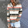 thumbnail image 2 of Usmixi 2025 Sweatshirt Coat for Women Womens Button Hooded Jacket Long Sleeve Loose Lightweight Fall Outerwear Fashion Striped Print Drawstring Hoodies Coat Winter Sweatshirt Coat, 2 of 5