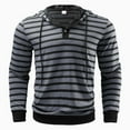 thumbnail image 5 of Men's Striped Pullover Hoodies Button Up Long Sleeve Drawstring Casual Hooded Sweatshirts Sports Color Block Shirts, 5 of 6