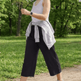 thumbnail image 4 of Nicelf Capris Pants for Women, Summer Wide Leg Pants Woman with Pockets High Waist Drawstring Elastic Waist, Comfy Casual Pants for Women Loose Lounge Cropped, 4 of 9