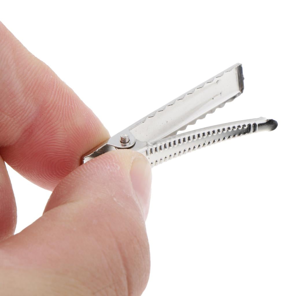 FVDPWYE 150Pcs Single Prong 6x55mm Metal Alligator Hair Clips with Teeth Salon Girls