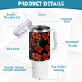 thumbnail image 4 of SKYSONIC Insulated Tumblers with Lids and Straws Handles 40oz Water Bottle Red Poppies Flowers Black Travel Mug Reusable Stainless Steel Thermos Vacuum, 4 of 7