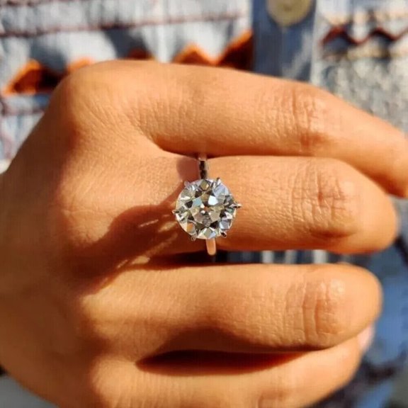 3Ct Lab Created Diamond Round Cut Solitaire Leady Beauty Ring 14K White Gold Plated