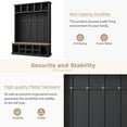thumbnail image 6 of Bellemave 59"W Farmhouse Hall Tree with Storage Shelves and Shoes Rack Multi-functional Coat Rack with Hooks Entryway Shoes Storage Seating Bench Coat Hanger for Hallway (Black, With Shoes Rack), 6 of 10