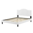 thumbnail image 3 of Tufted Platform Bed Frame, King Size, Velvet, White, Modern Contemporary Urban Design, Bedroom Master Guest Suite, 3 of 10