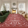 thumbnail image 2 of HOMERRY Xmas Rug Christmas Home Decor Tree Deer Print Area Rug Washable Non-slip 4' x 6' Modern Throw Rug for Living Room Indoor Red Carpet, 2 of 5