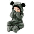 thumbnail image 3 of Toddler Boy Outfits Toddler Baby Cartoon Ears Hoodie Romper Zip Clothes Jumpsuit Baby Boy Clothing Set Grey 12 Months-18 Months, 3 of 6