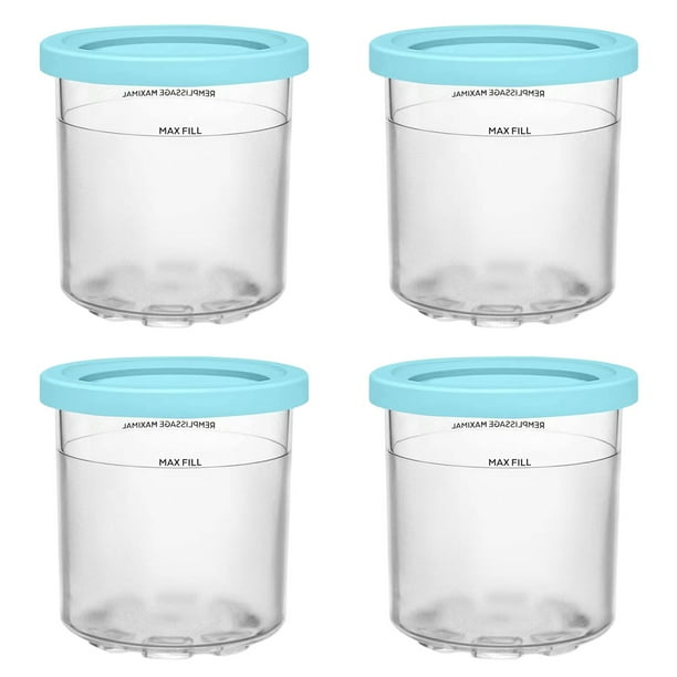 Paquete de 4 contenedores de repuesto para pintas y tapas Ninja Creami, 4 fundas de neopreno para helado, compatibles con 16 oz