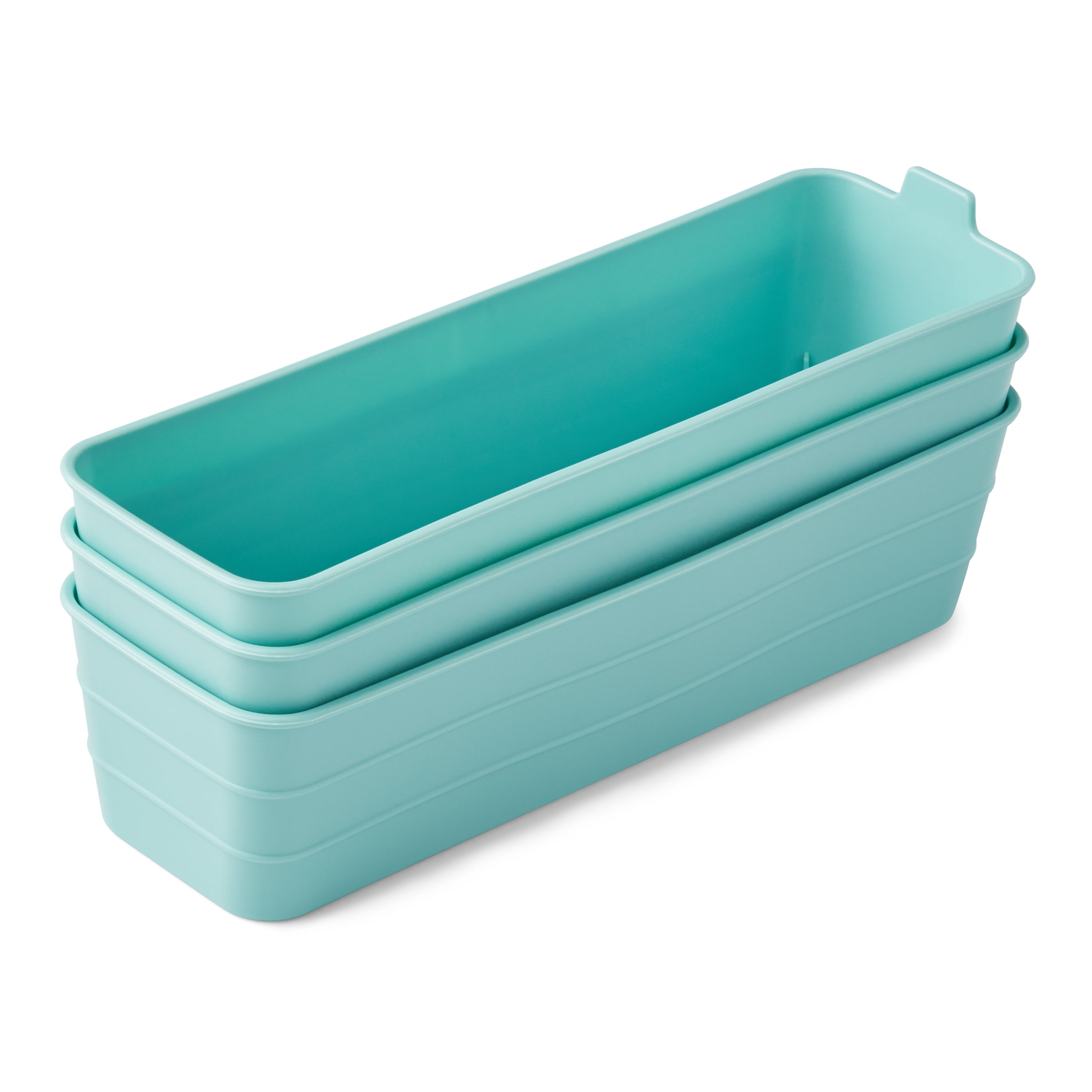 (6 pack) Mainstays 3-Pack Flexible Plastic Drawer Organizer Storage Bins, Kitchen Drawer, Desk Drawer and Bathroom Drawer Organizer Containers, Green, 10.4" x 3.2" x 2.9"
