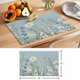 thumbnail image 6 of Spring Flowers Placemats Set of 12, Watercolor White Daisy Floral Leaf Plant Blue Linen Texture Non-Slip Place Mats Washable Table Mats for Kitchen Dining Table Decorations Indoor/Outdoor, 6 of 9