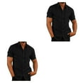 thumbnail image 3 of stanreset 1/2/3 Fête Randonnée Chemise Homme Simple Boutonnage Été Boutonnée Manches Courtes Polyester Mode Cadeau d'Anniversaire Noir TTG 2 Pcs, 3 of 6