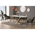 thumbnail image 3 of LeisureMod Voren Mid-Century Modern Dining Table with a 55" Sintered Stone Rectangular Tabletop in Gold Stainless Steel Base for Kitchen and Dining Room, Light Grey, 3 of 10