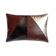 thumbnail image 1 of Funda de almohada lumbar decorativa marrón de 30 x 50 cm (12 x 20 pulgadas), de piel sintética, rectangular, en negro, marrón y champán, con diseño patchwork, decoración moderna de Halloween - The, 1 of 3