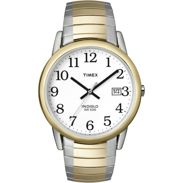 Timex Men's Easy Reader Date Two-Tone/White 35mm Casual Watch, Tapered  Expansion Band