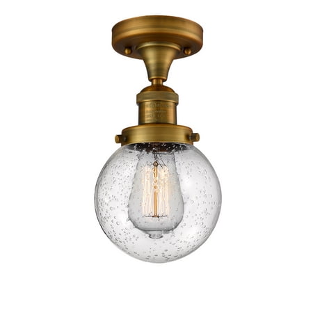 

Innovations 517-1CH-BB-G204-6-LED Beacon 1 Light Semi-Flush Mount part of the Franklin Restoration Collection Brushed Brass