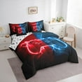 thumbnail image 3 of Homewish Blue Red Gamepad Bedding Comforter Set 7pcs for Boys, Futuristic Game Console Queen Bedding Sets, Nature Lightning Reversible Queen Sheet Sets, Lightweight Room Decor, 3 of 7